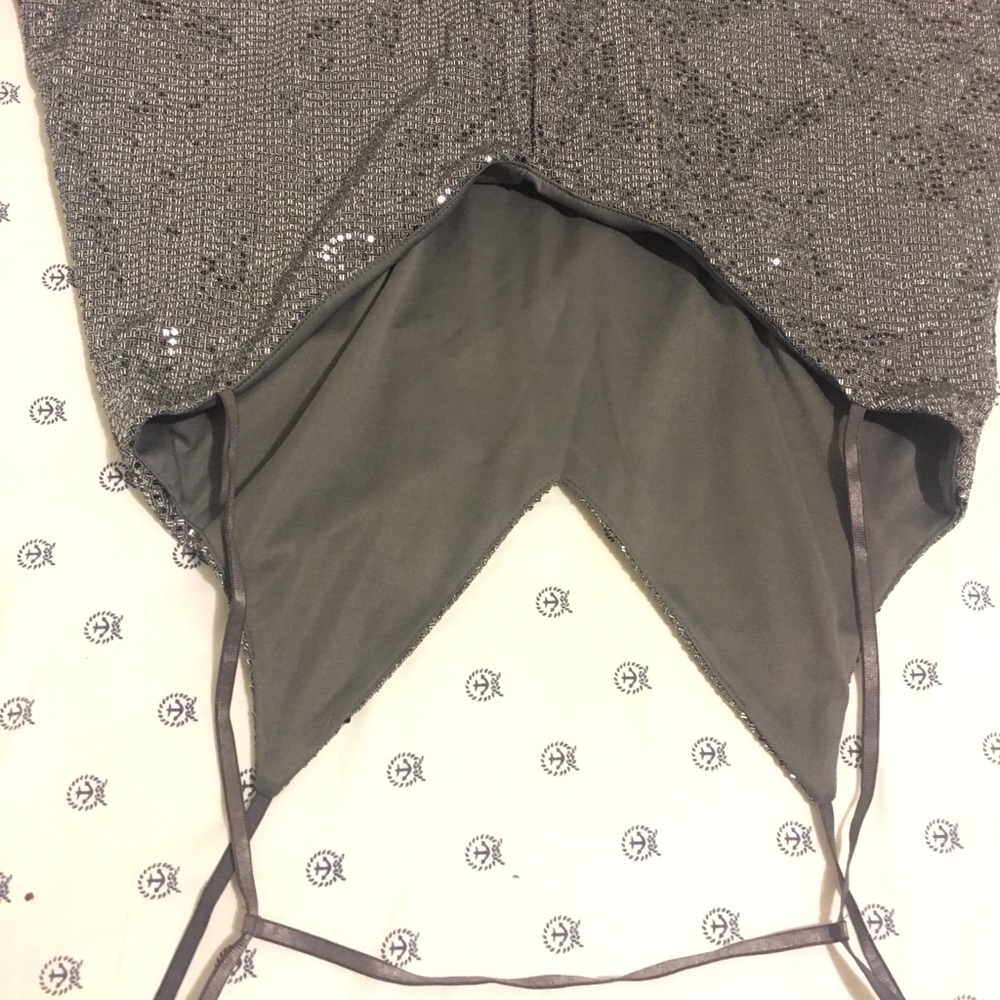 Silver sequin spaghetti strap top